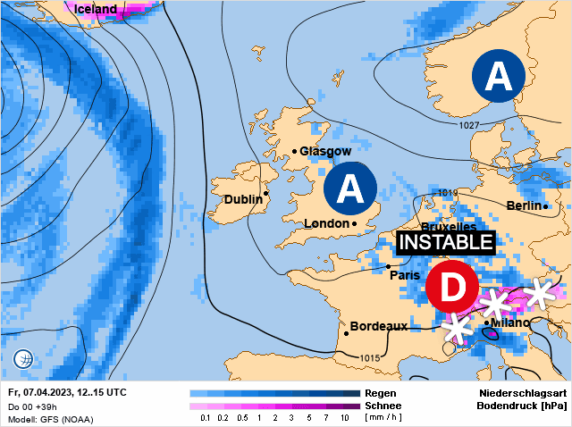 Carte de prévisions d'europe du Vendredi 7 avril 2023