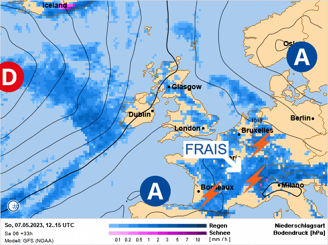 Carte de prévisions d'europe du Dimanche 7 mai 2023