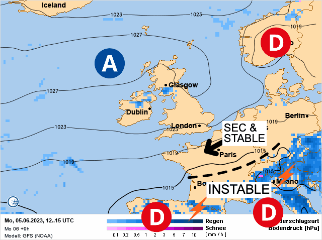 Carte de prévisions d'europe du Lundi 5 juin 2023