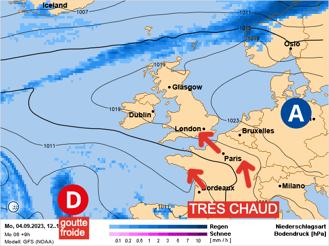 Carte de prévisions d'europe du Lundi 4 septembre 2023