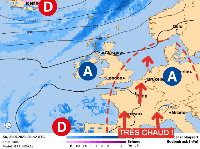 Carte de prévisions d'europe du Samedi 9 septembre 2023