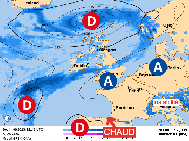 Carte de prévisions d'europe du Jeudi 14 septembre 2023
