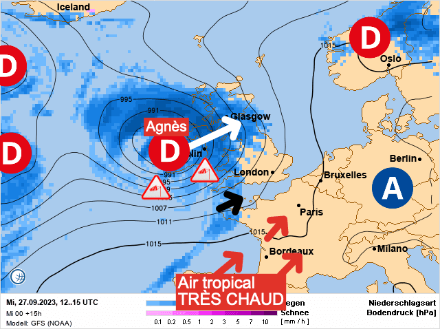 Carte de prévisions d'europe du Mercredi 27 septembre 2023