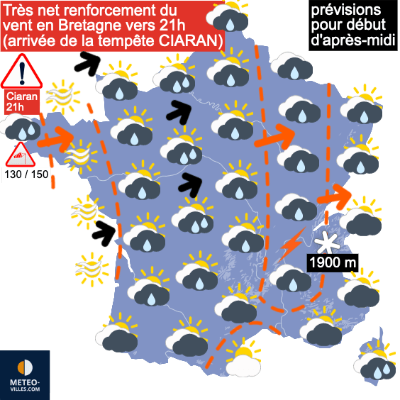 Super-tempête près de la Manche et dans le Finistère