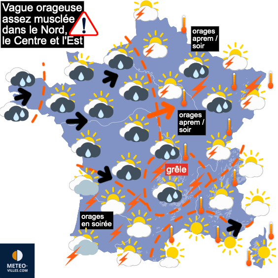 Vague orageuse, puis beaucoup moins chaud