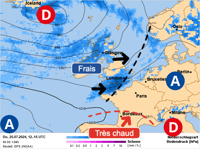 Carte de prévisions d'europe du Jeudi 25 juillet 2024