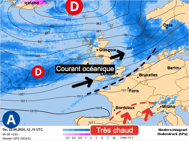 Carte de prévisions d'europe du Jeudi 22 août 2024