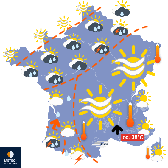 Orages, chaleur, puis baisse des températures