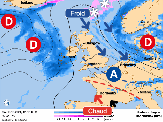 Carte de prévisions d'europe du Dimanche 13 octobre 2024