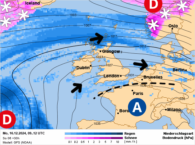 Carte de prévisions d'europe du Lundi 16 décembre 2024