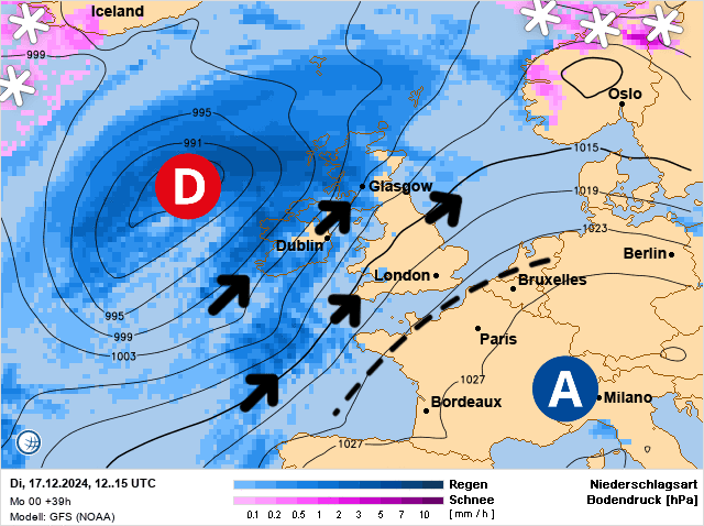 Carte de prévisions d'europe du Mardi 17 décembre 2024