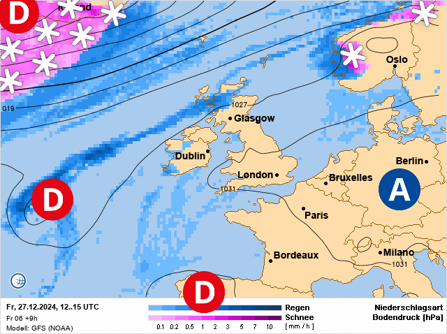 Carte de prévisions d'europe du Vendredi 27 décembre 2024