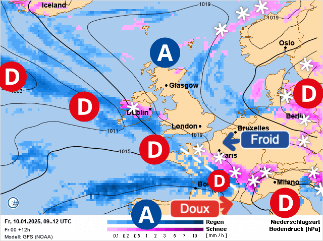 Carte de prévisions d'europe du Vendredi 10 janvier 2025