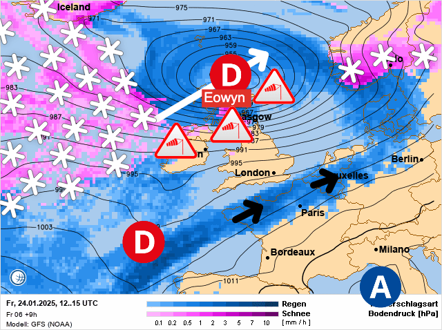 Carte de prévisions d'europe du Vendredi 24 janvier 2025