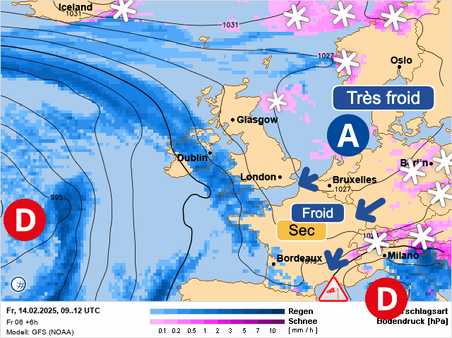 Carte de prévisions d'europe du Vendredi 14 février 2025