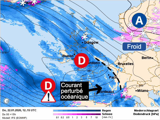 Carte de prévisions d'europe du Jeudi 22 janvier 2026