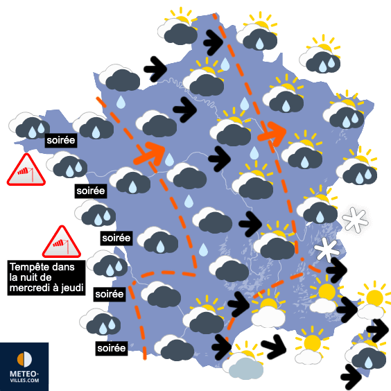Tempête Nils, puis un peu de neige en plaine
